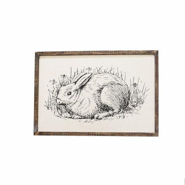 Loberon Dekoboard Cedric, Hasen-Motiv, nostalgischer Charme, Osterdekoration, Ostern, Osterhase, Tannenholz, Baumwolle, Polyester, braun/weiß im Sale